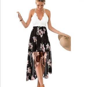 NWOT Lace and floral asymmetrical dress